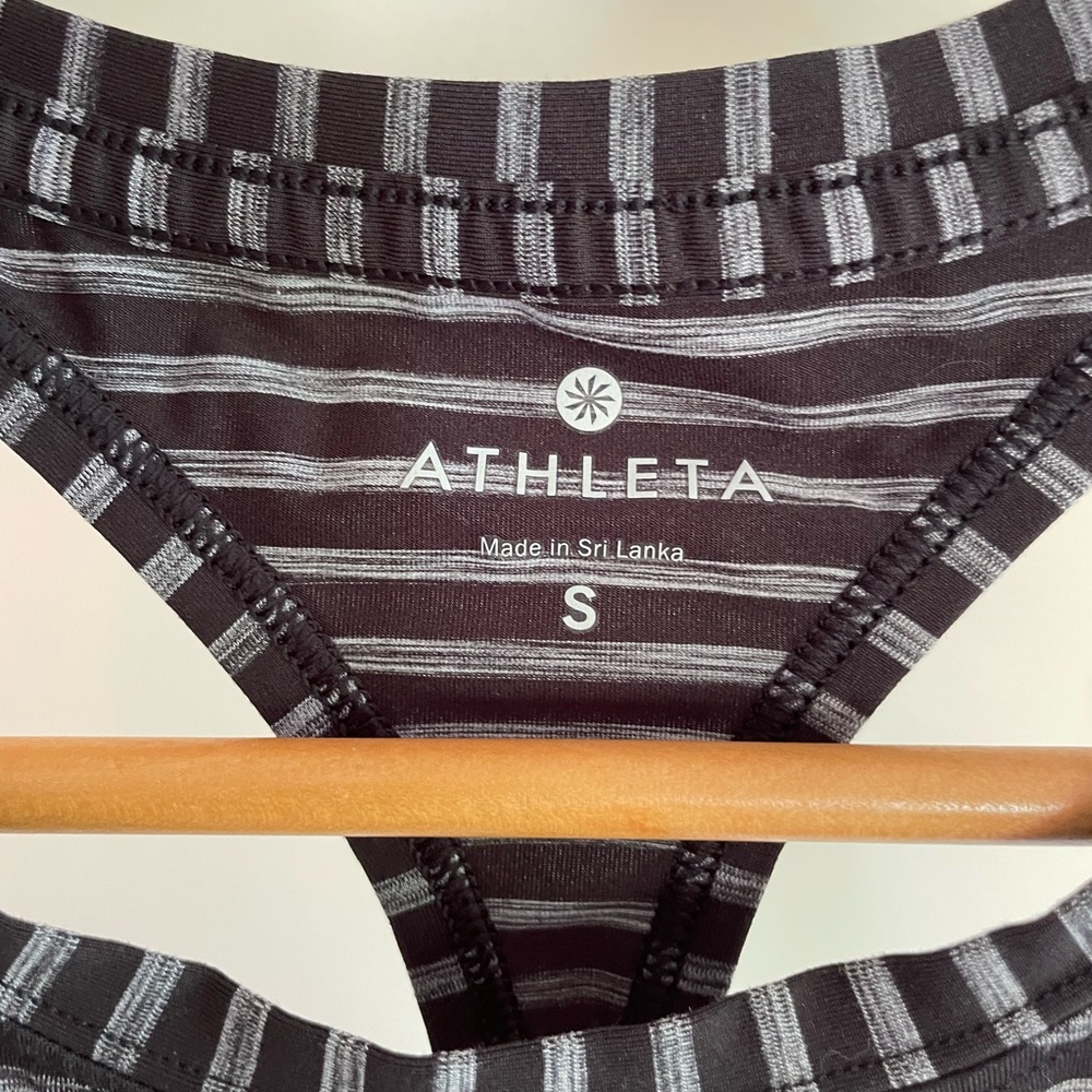Athleta Chi high neck Racerback black grey tank top Size Small - Picture 2 of 5